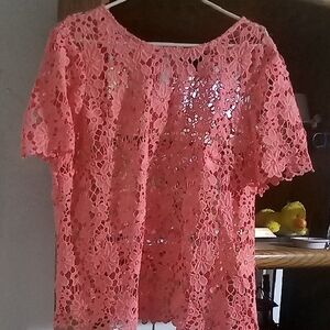 Liz Claiborne Coral Lace Blouse